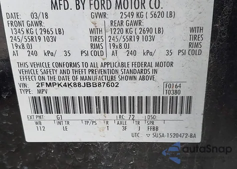 2018 Ford Edge Titanium из США, поврежденный, VIN 2FMPK4K88JBB87602